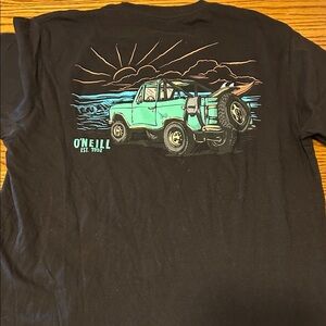 O'Neill Black Tee with Aqua and Orange Graphic